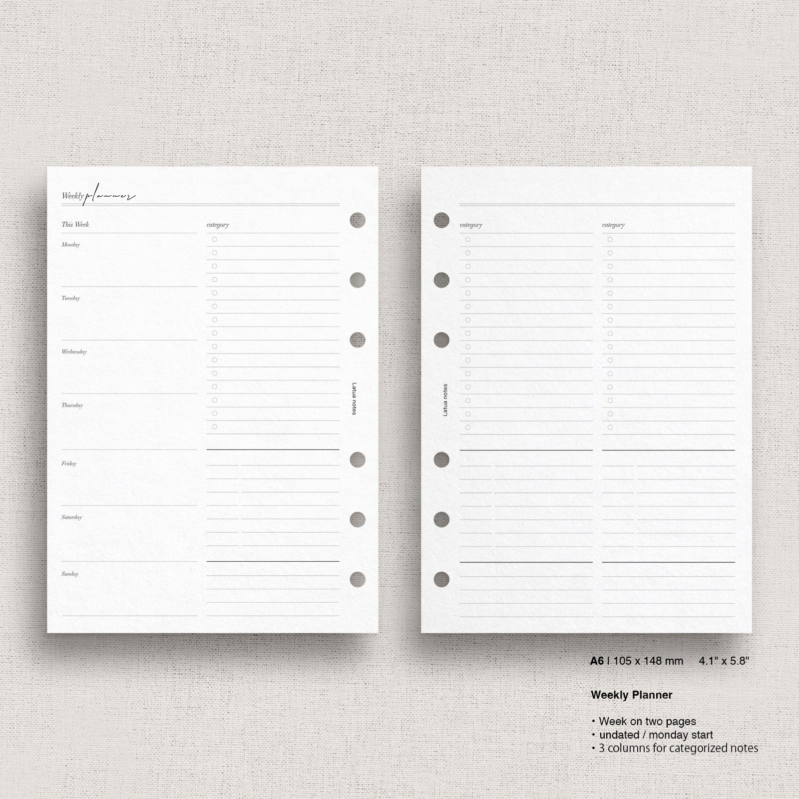 PRINTED Notes Planner Refill Pocket Size Printed Louis 